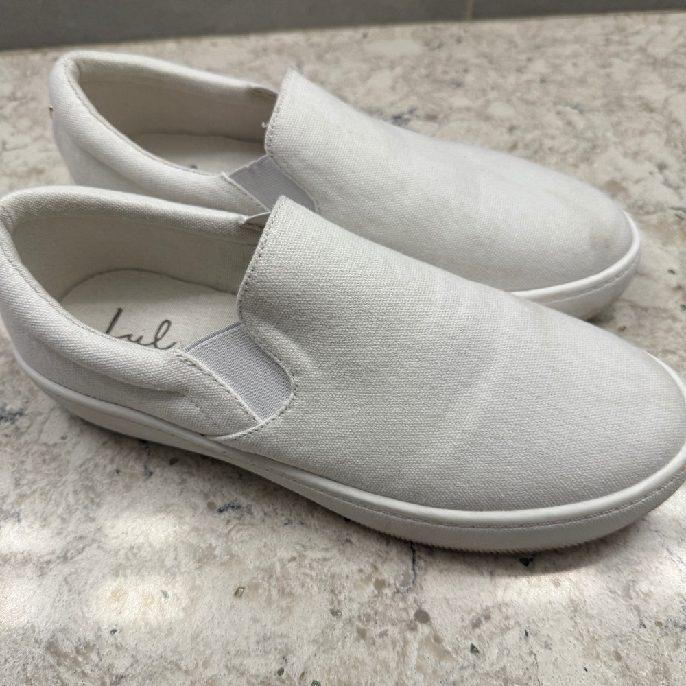 Pre-Owned Dylann White Canvas Slip On Platform‎ sneakers by Lulus size 8 -cp